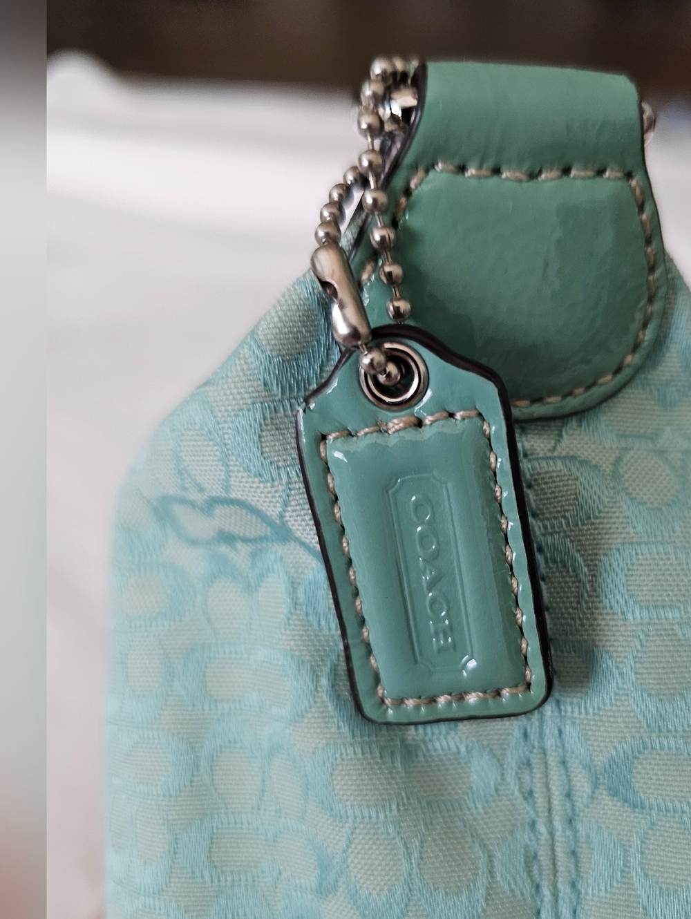 Coach Mint Green Jacquard Mini Purse - Picture 9 of 10